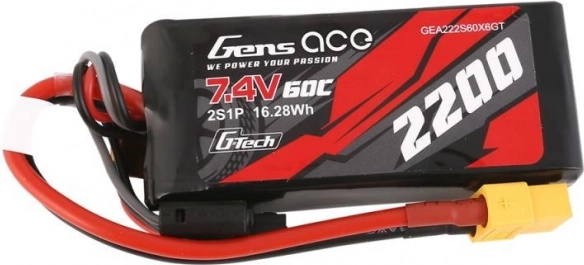 Batería Gens Ace LiPo 2200mAh 7,4V 60C con conector XT60