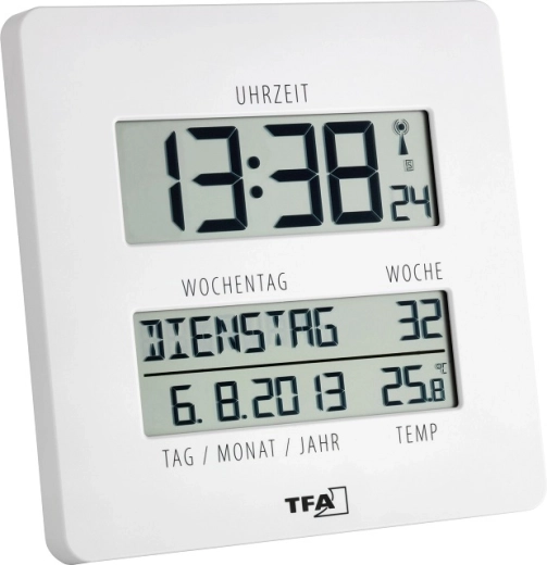 TFA TimeLine reloj digital radiocontrolado – blanco