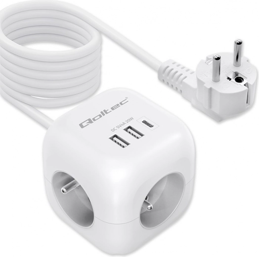 Cubo de alimentación con alargador 6 en 1 con interruptor iluminado