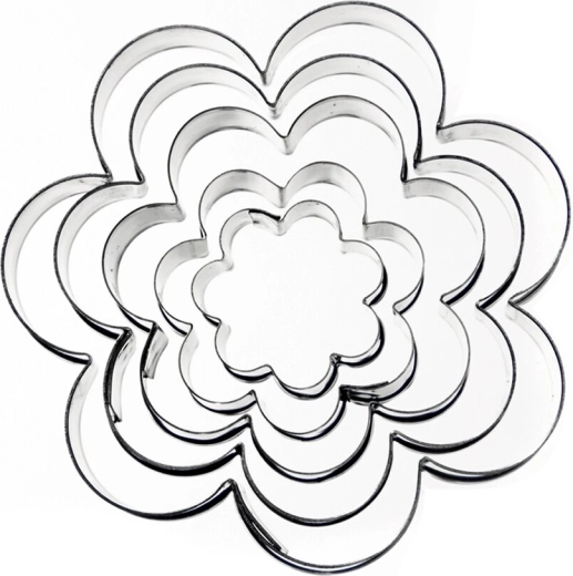 Cortadores de acero inoxidable con forma de flor, set de 5 piezas