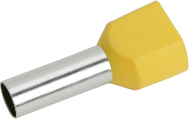 Terminal doble para cableado con aislamiento amarillo, 2 × 6,0 mm²