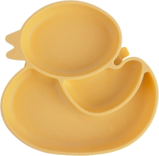 Plato infantil de silicona con compartimentos patito amarillo 19,5 × 19 cm