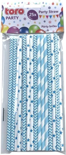 Pajitas de papel 19,7 cm, 25 uds – azul claro, mix de diseños