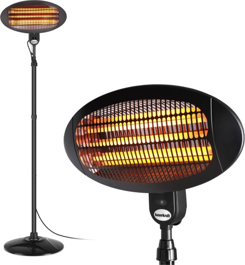 Calefactor infrarrojo de terraza independiente y suspendido Bauerkraft de 2000 W