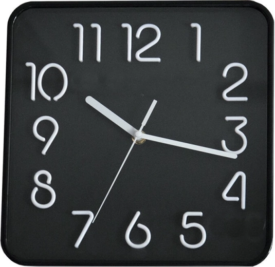 Reloj de pared 25,3 × 25,3 cm con esfera 3D – negro