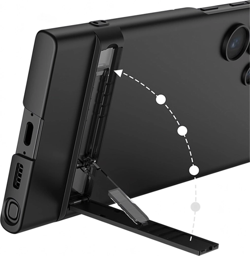 Funda protectora fina con soporte para Samsung Galaxy S24 Ultra negra