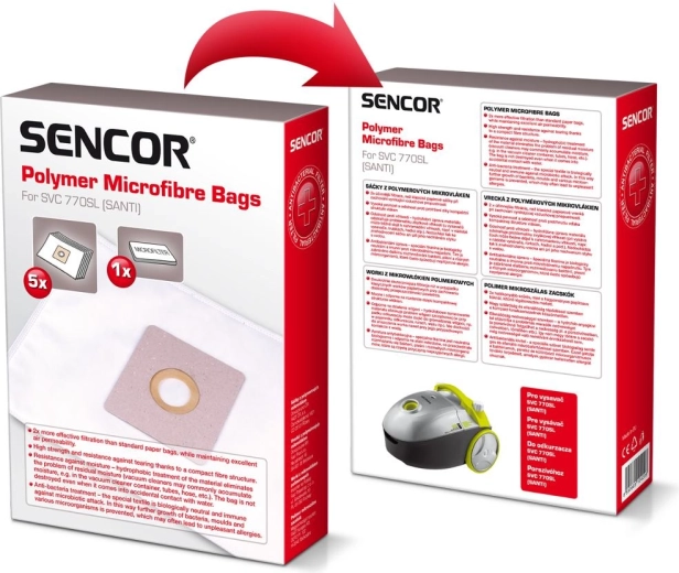 Bolsas de microfibra para aspiradora Sencor SVC 770, 5 uds.