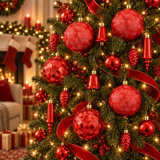 Decoración navideña roja brillante