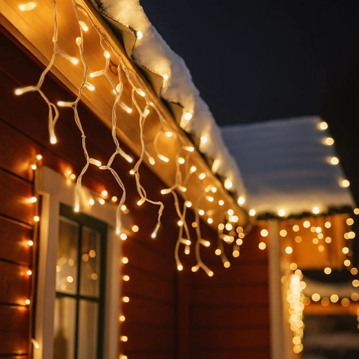 Cortina LED navideña Solight con carámbanos, 120 LED, blanco cálido