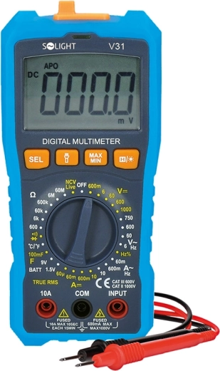 Multímetro digital Solight true RMS con NCV y medición de temperatura