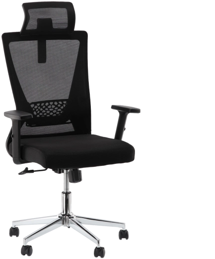 Silla de oficina ergonómica Liono con reposacabezas y respaldo de malla