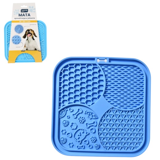 Alfombrilla para lamer para perros y gatos 20 × 20 cm azul