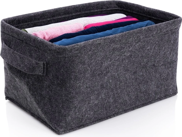 Cesta de almacenamiento plegable de fieltro 36 × 27 × 20 cm, negra