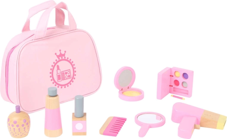 Accesorios de madera para jugar al maquillaje