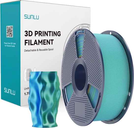 Sunlu PLA+ Silk filamento bicolor azul-verde