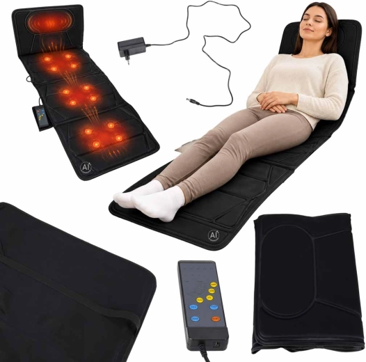 Colchoneta de masaje vibratoria con calor para la espalda y el cuerpo con mando