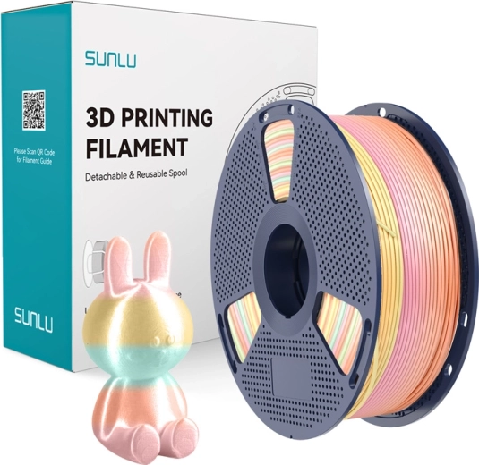 Sunlu PLA+ filamento sedoso arcoíris 1,75 mm 1 kg