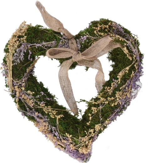 Corazón colgante de musgo morado 25 × 25 cm