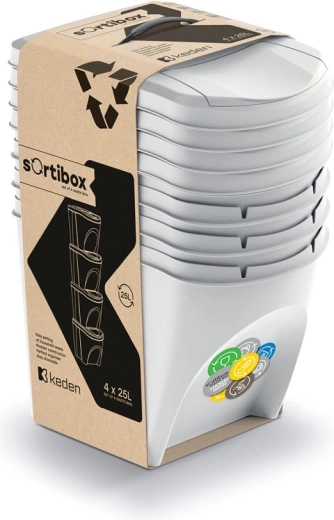 Juego de cubos de clasificación Sortibox 4×25 l gris ceniza