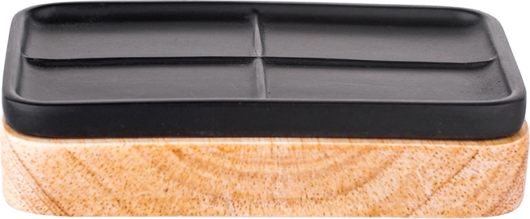 Jabonera de poliresina con base de madera 12,5 × 8 × 2 cm