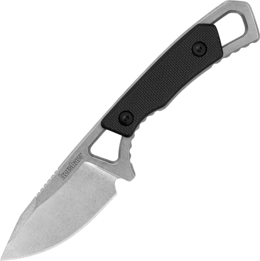 Kershaw Brace – cuchillo de cuello, 5,1 cm, stonewash, GFN negro, funda de plástico