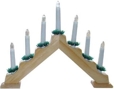 Candelabro navideño eléctrico de madera con 7 velas
