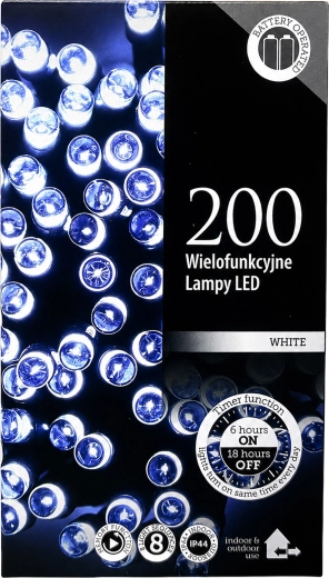 Cadena de luces LED navideñas de 200 LED, 20 m, blanco frío