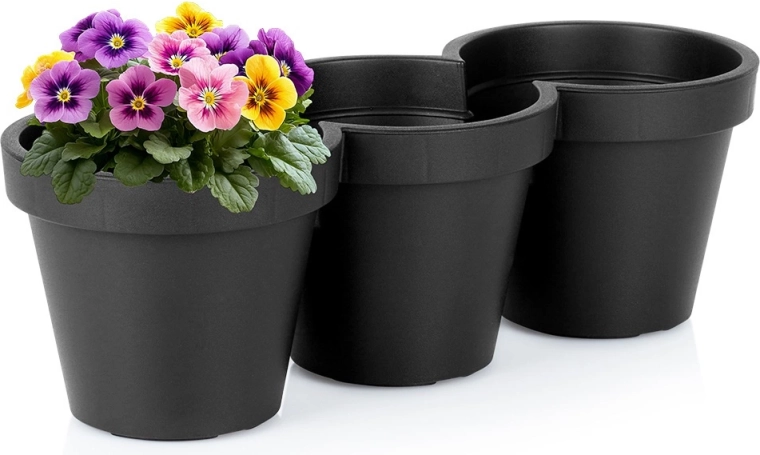 Jardinera triple de plástico negra 39,5 cm