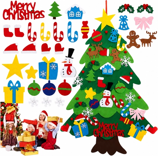 Árbol de Navidad de fieltro para niños, para decorar – 1 unidad