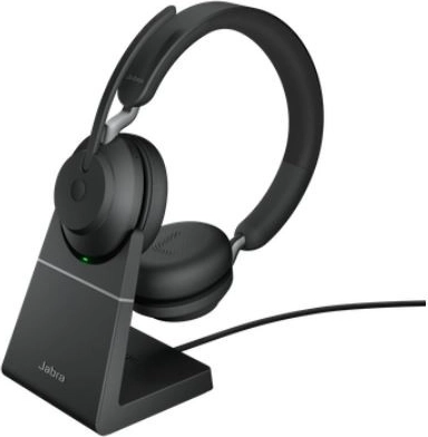 Auriculares inalámbricos EVOLVE2 65 UC Stereo con base de carga, negro