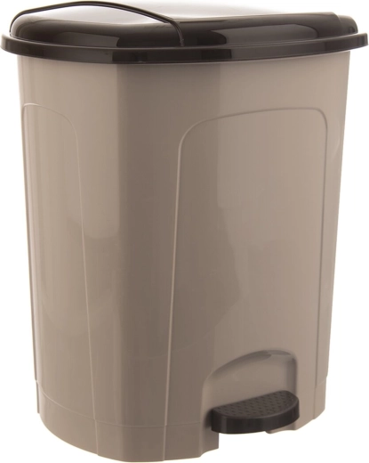 Cubo de basura de plástico con pedal 30 l, beige con tapa oscura