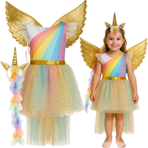 Disfraz infantil de unicornio Kruzzel de 3 piezas (122–128 cm)
