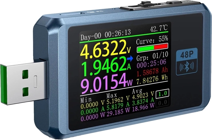 Fnirsi FNB48P BT comprobador de puertos USB con Bluetooth
