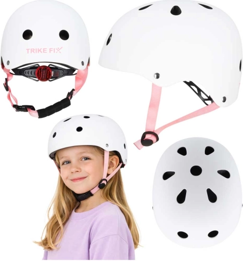 Casco infantil de ciclismo con LED TRIKE FIX S 48–54 cm blanco