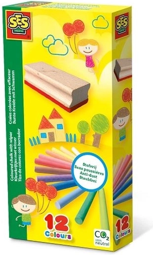 Tizas de colores SES con esponja 12 uds