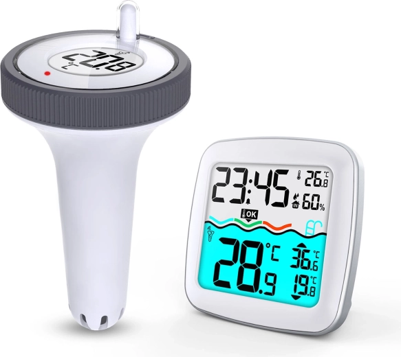 Estación meteorológica inalámbrica con sensor para piscina BD-913 blanca