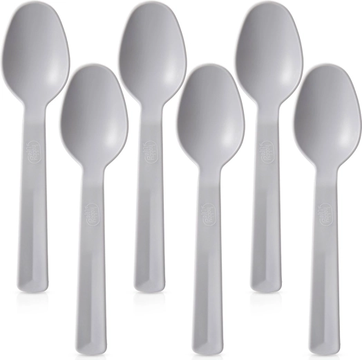 Cucharas de mesa de plástico grises SANDY, 6 uds