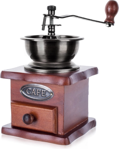Molino de café manual CAFE de madera y metal con mecanismo de molienda de cerámica