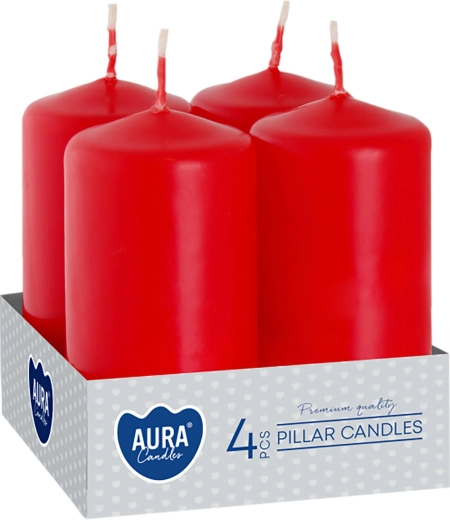 Velas rojas de Adviento de 80 × 40 mm - 4 unidades