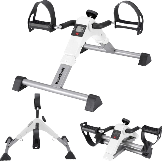 Pedaleador rehabilitador plegable 2 en 1 con pantalla LCD blanco
