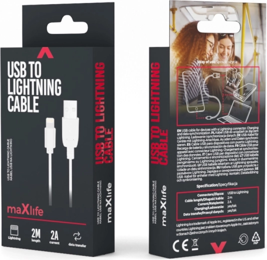 Cable Maxlife USB–Lightning 2 m blanco