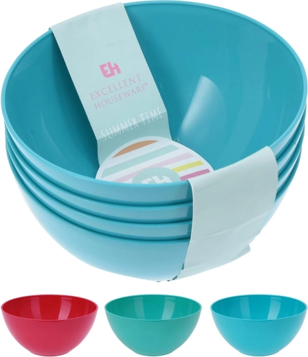 Cuencos de plástico 13,7 cm – mezcla de colores, set de 4 uds