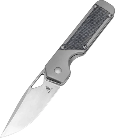 Navaja de bolsillo Kizer Militaw 8,5 cm, stonewash, titanio y micarta