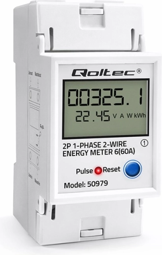 Contador de energía monofásico para carril DIN con LCD, indicación LED y función RESET 230 V 60 A