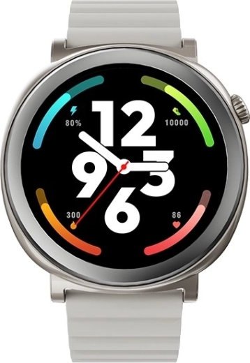 Reloj inteligente Aurora con pantalla AMOLED y IA, plateado