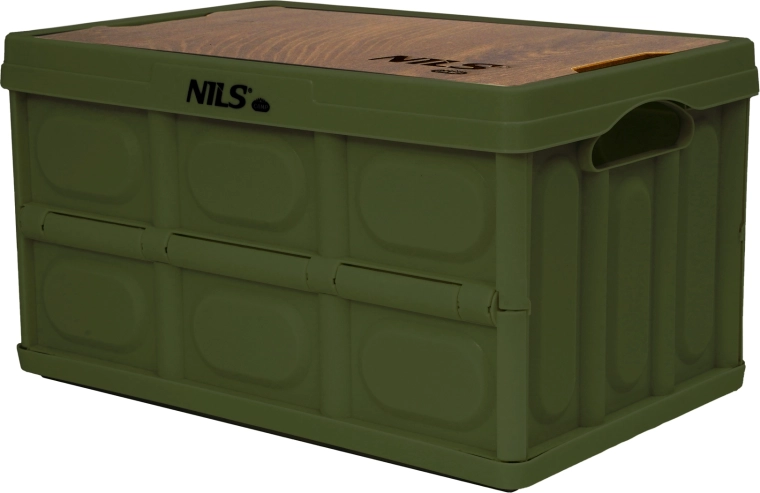 Caja de transporte plegable con tapa de madera 2 en 1 9 l verde