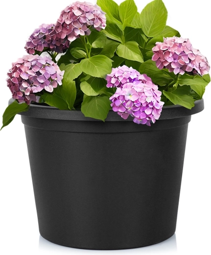 Maceta de jardín de plástico negra redonda 34 cm