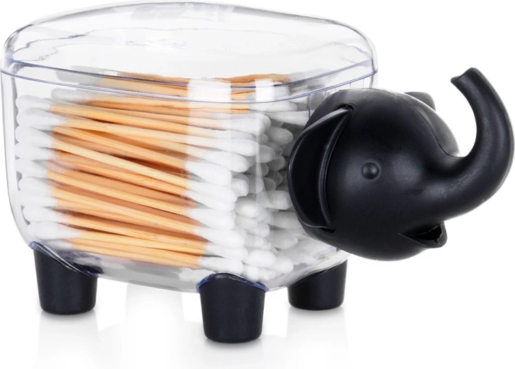 Recipiente para bastoncillos de algodón y discos cosméticos con forma de elefante 15,5 cm