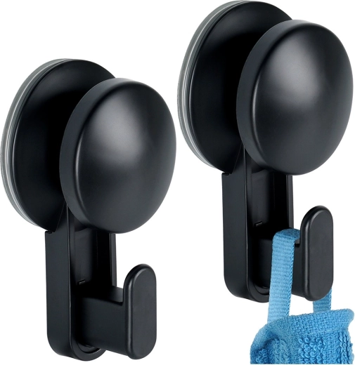Ganchos negros con ventosa 5,5 cm, 2 uds.