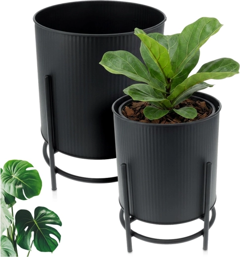 Set de 2 cubremacetas con soportes en dos tamaños